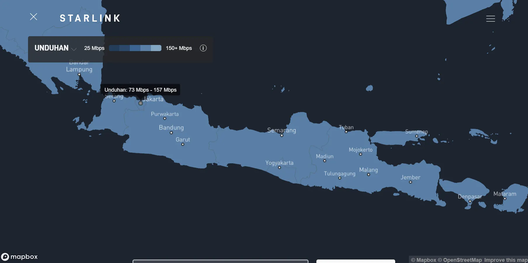 Kecepatan internet starlink