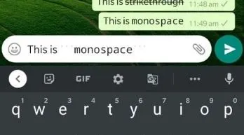 cara membuat tulisan monospace di whatsapp