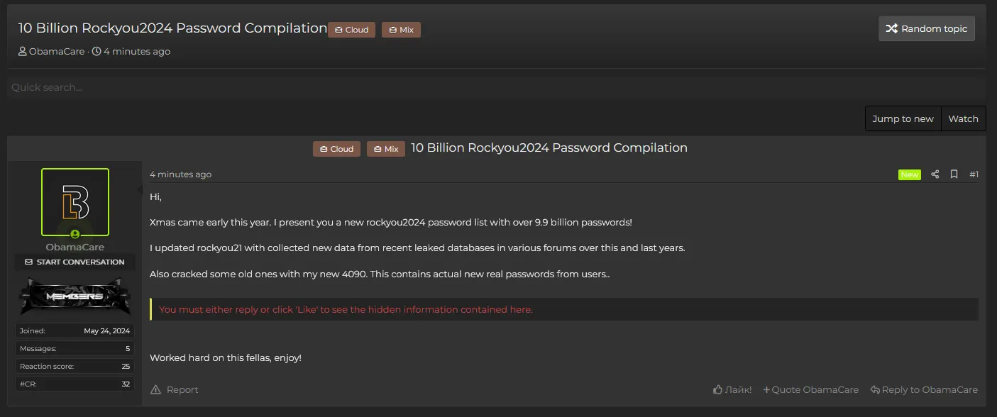 10 Miliar&nbsp;Password Bocor di Forum Hacker