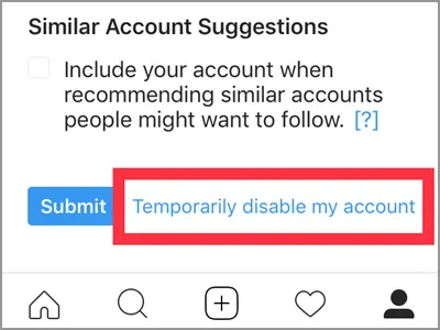Instagram Profile Edit Temporarily Disable Account