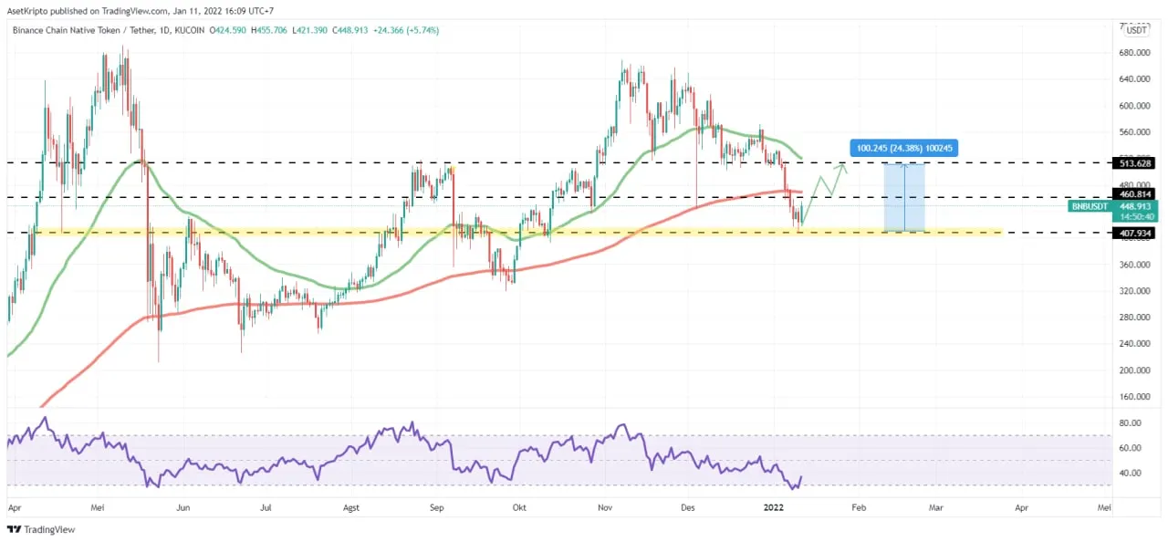 Ilustrasi grafik aset kripto Binance Coin (BNB).