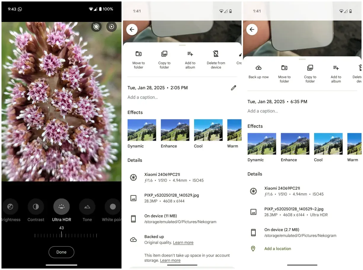 Ultra HDR Google Photos