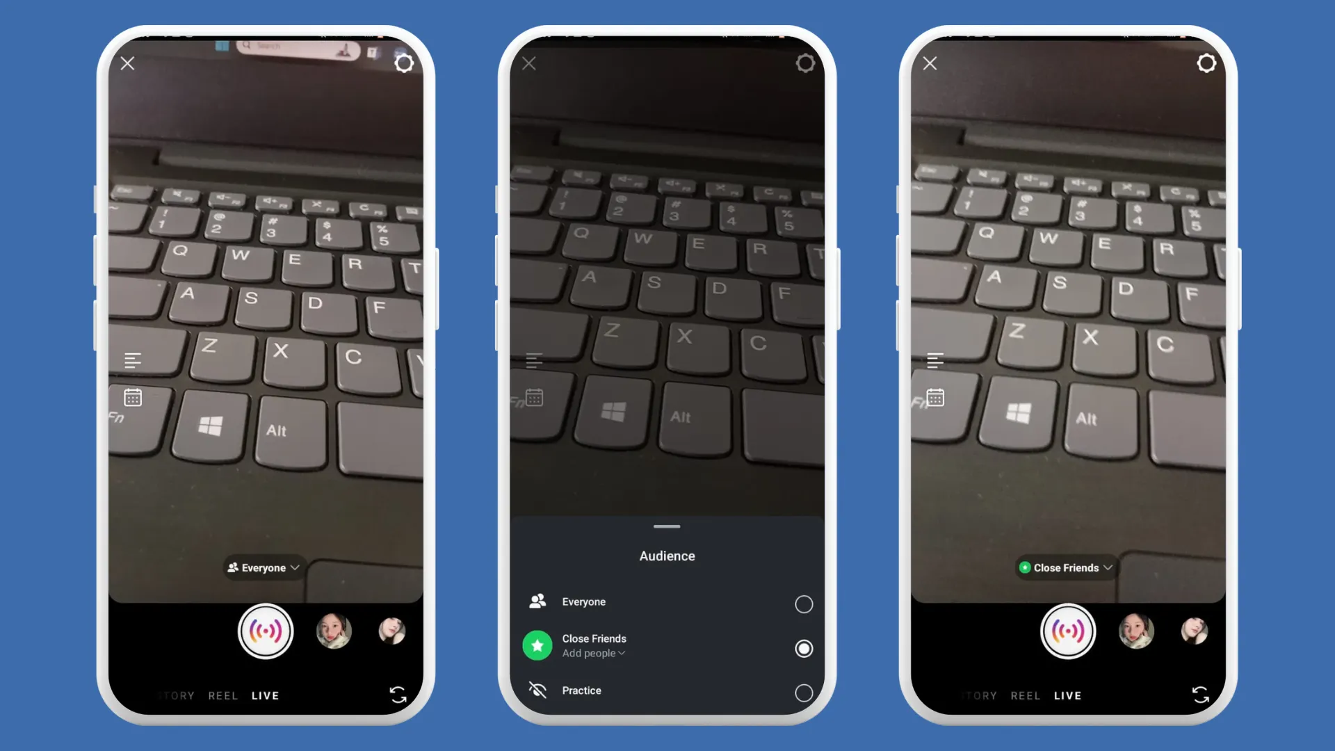 live instagram dengan close friends
