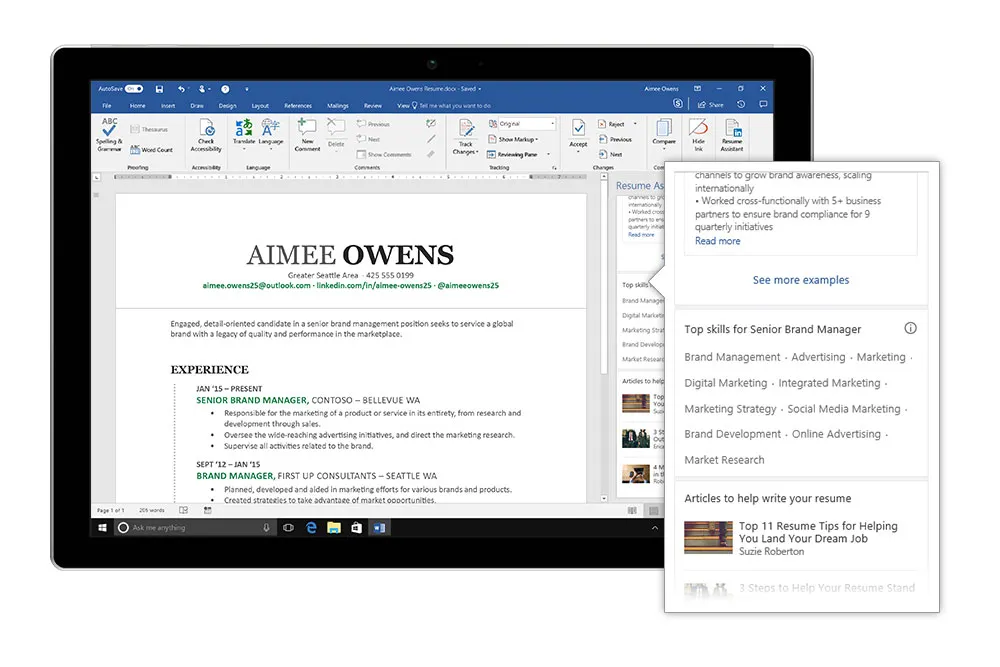 Microsoft Word Resume Assistant