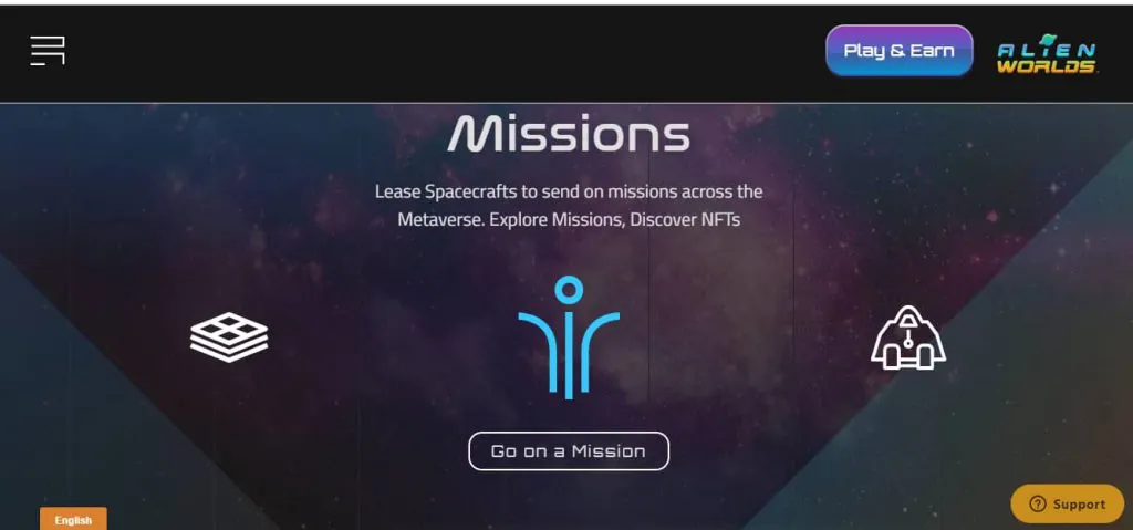 tampilan menu game play to earn alien worlds