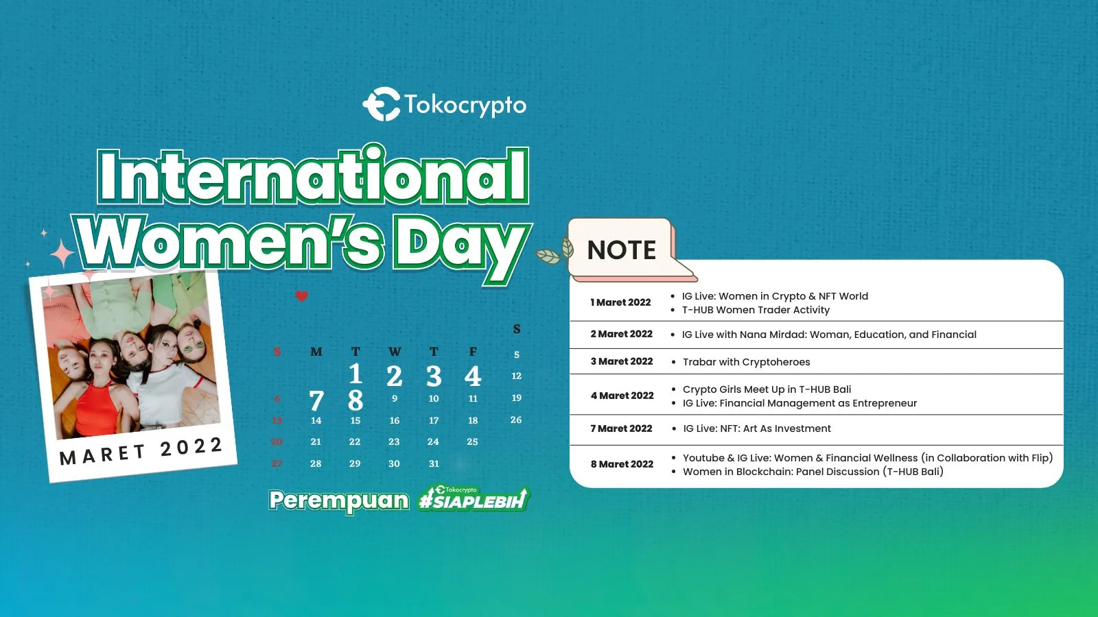 Sambut Hari Perempuan Internasional 2022 bersama Tokocrypto.