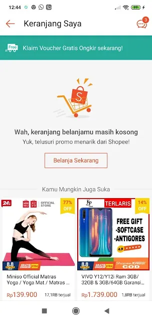 Notifikasi free ongkir Cara Daftar Gratis Ongkir Shopee dan Syarat Ketentuannya