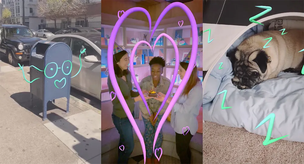 Tampilan fitur 3D drawing pada Facebook Camera / Facebook