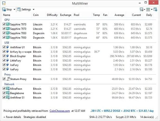 Ilustrasi software MultiMiner.