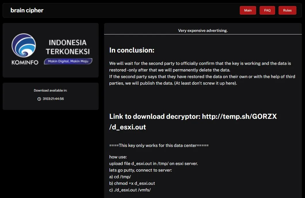 Hacker Brain Cipher Berikan "Kunci" Enkripsi Ransomware PDN