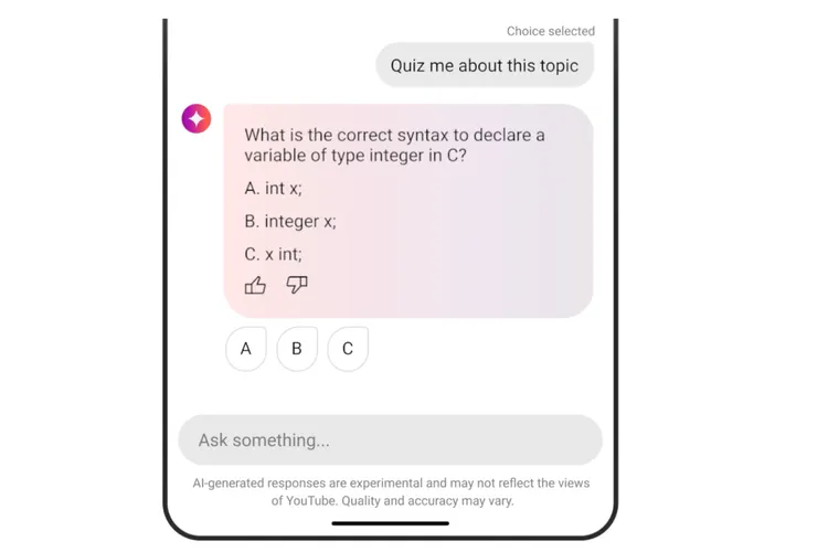kuis berbasis AI di Youtube