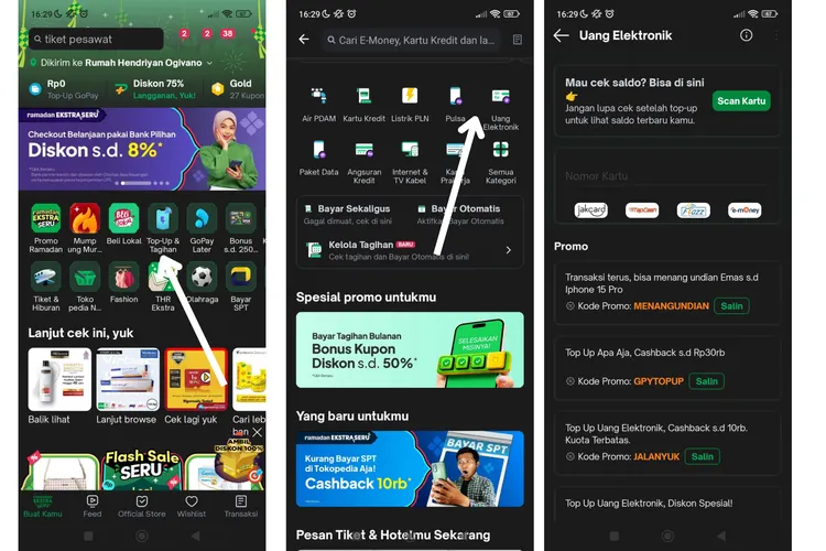 top up e-toll via tokopedia